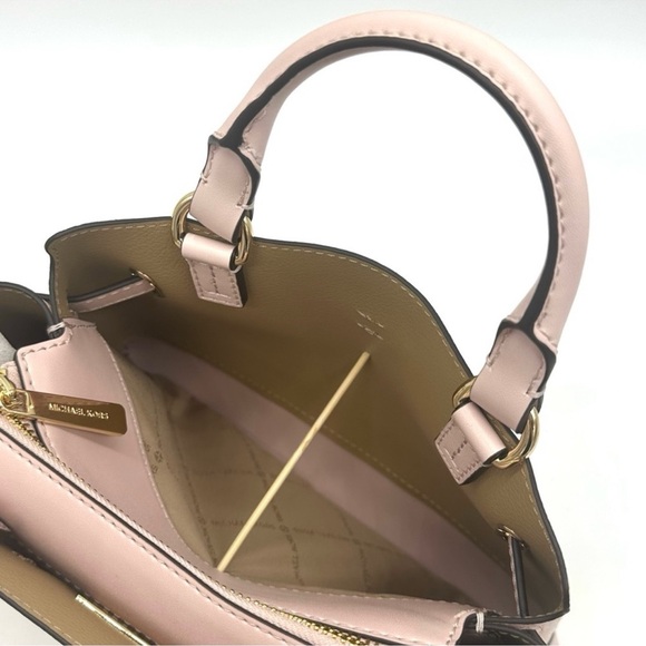 Michael Kors Reed Small Satchel Crossbody Bag & MD Bifold Zip Chain Wallet Pink - Picture 15 of 16